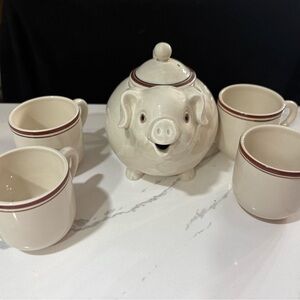Vintage Fitz and Floyd Cream Pig Tea set.